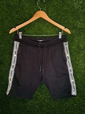 Karl Lagerfeld Paris Men's Logo Tape Sweat Shorts Black Size Medium M Athleisure